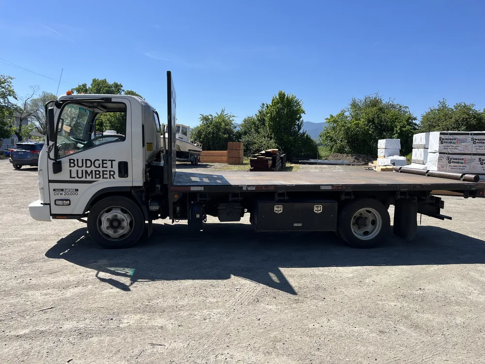 Budget Lumber delivery truck in Medford