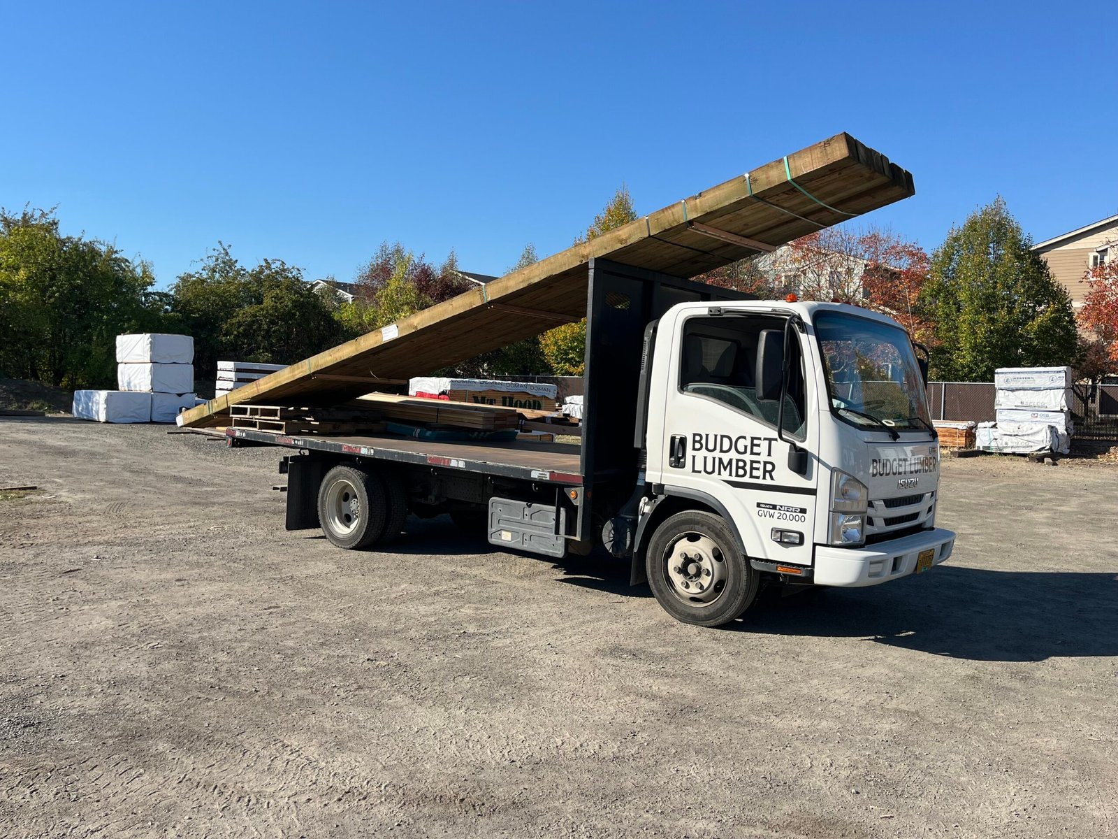 Budget Lumber delivery truck in Medford